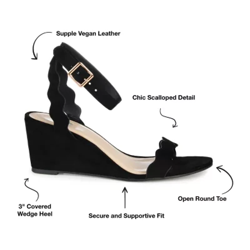 Journee Collection Loucia Womens Round Open Toe Wedge Heel Pumps