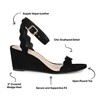 Journee Collection Loucia Womens Round Open Toe Wedge Heel Pumps