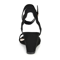 Journee Collection Loucia Womens Round Open Toe Wedge Heel Pumps