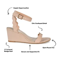 Journee Collection Loucia Womens Round Open Toe Wedge Heel Pumps