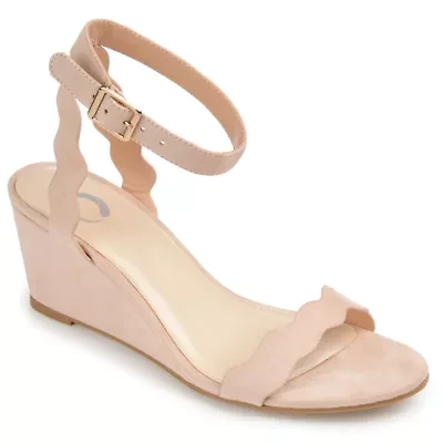 Journee Collection Loucia Womens Round Open Toe Wedge Heel Pumps