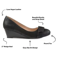 Journee Collection Graysn Womens Round Closed Toe Wedge Heel Pumps