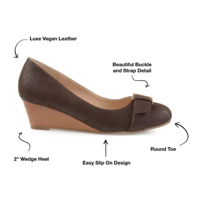 Journee Collection Graysn Womens Round Closed Toe Wedge Heel Pumps