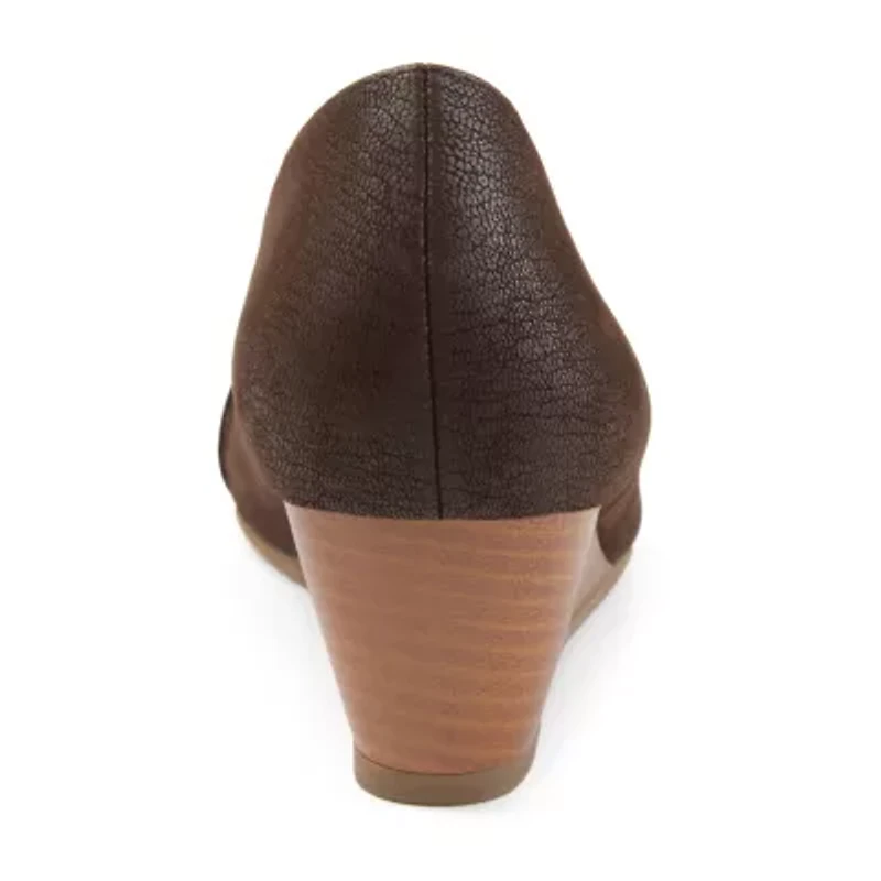 Journee Collection Graysn Womens Round Closed Toe Wedge Heel Pumps