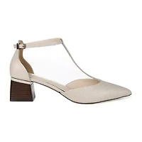 Journee Signature Cameela Womens Pointed Closed Toe Stacked Heel Pumps