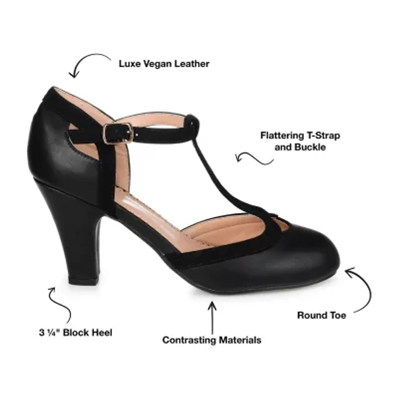 Journee Collection Womens Round Stacked Heel Pumps