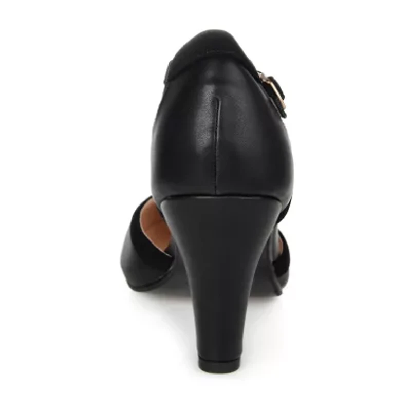 Journee Collection Womens Round Stacked Heel Pumps