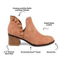 Journee Collection Womens Lennie Booties Stacked Heel Slip-on