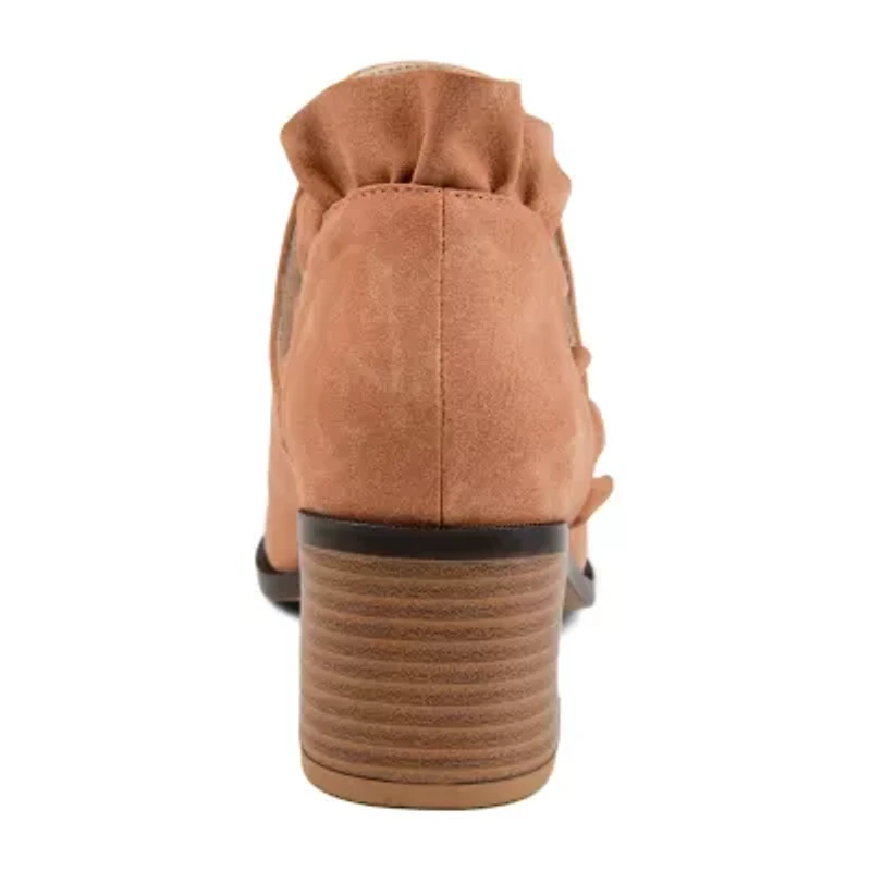 Journee Collection Womens Lennie Booties Stacked Heel Slip-on