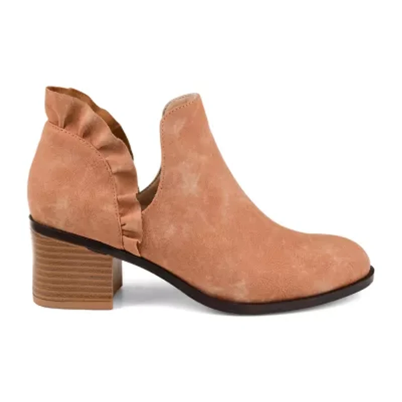 Journee Collection Womens Lennie Booties Stacked Heel Slip-on