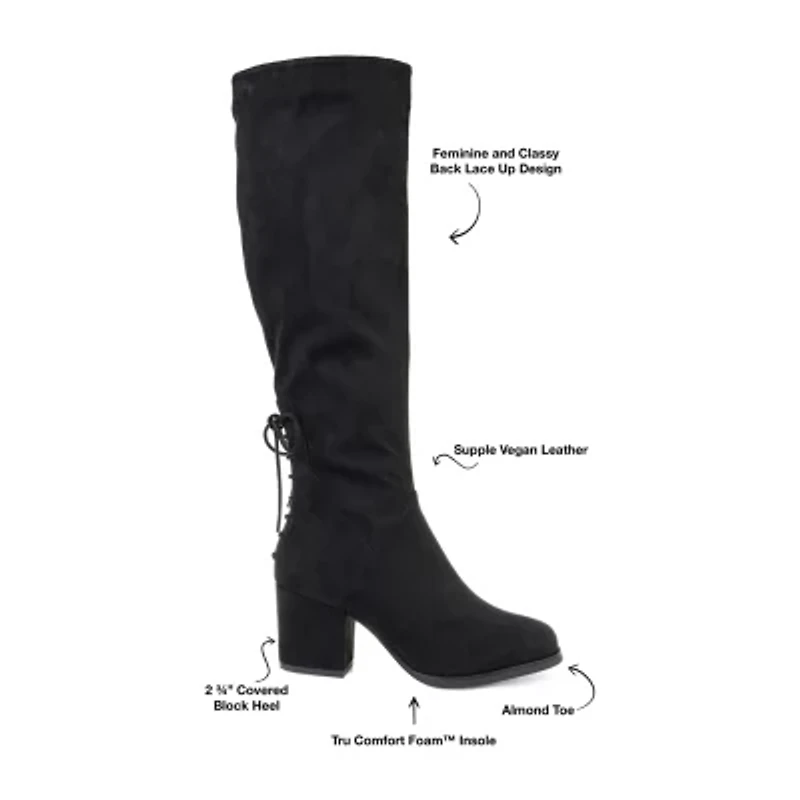 Journee Collection Womens Leeda Extra Wide Calf Riding Boots Block Heel Zip