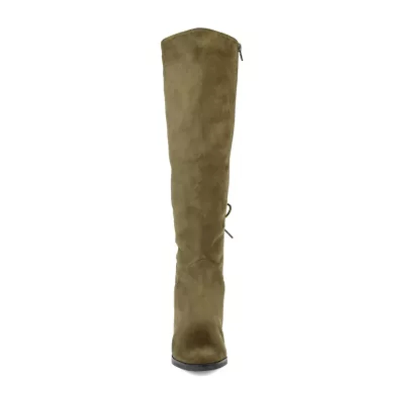 Journee Collection Womens Leeda Wide Calf Riding Boots Block Heel Zip