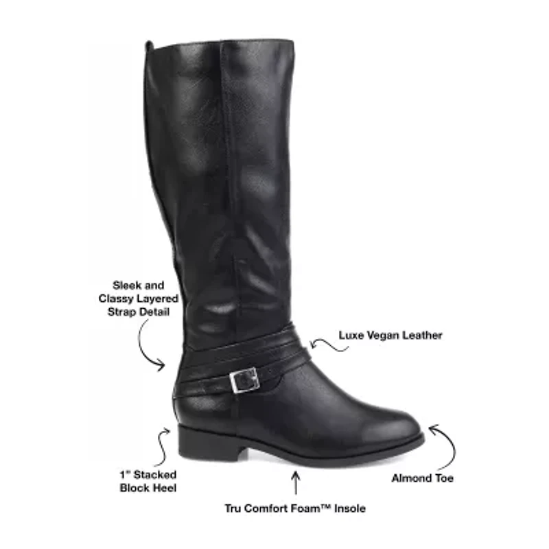 Journee Collection Womens Ivie Wide Calf Stacked Heel Zip Riding Boots