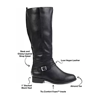 Journee Collection Womens Ivie Wide Calf Stacked Heel Zip Riding Boots