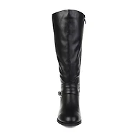 Journee Collection Womens Ivie Wide Calf Stacked Heel Zip Riding Boots