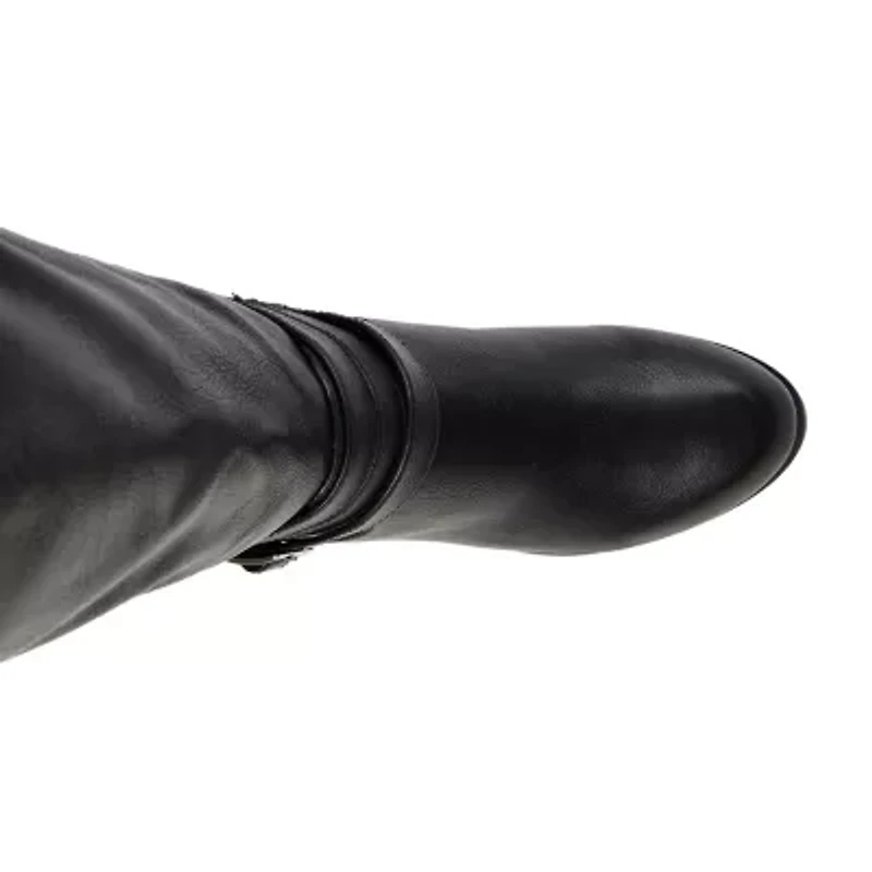 Journee Collection Womens Ivie Wide Calf Stacked Heel Zip Riding Boots