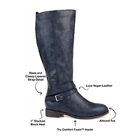 Journee Collection Womens Ivie Extra Wide Calf Stacked Heel Zip Riding Boots