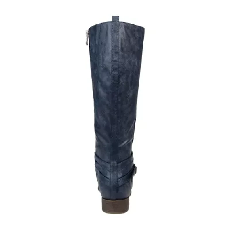 Journee Collection Womens Ivie Extra Wide Calf Stacked Heel Zip Riding Boots
