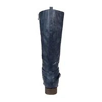 Journee Collection Womens Ivie Extra Wide Calf Stacked Heel Zip Riding Boots
