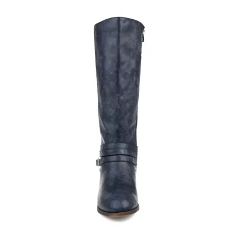 Journee Collection Womens Ivie Extra Wide Calf Stacked Heel Zip Riding Boots