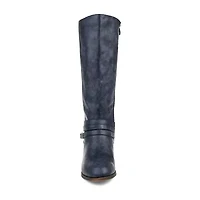 Journee Collection Womens Ivie Extra Wide Calf Stacked Heel Zip Riding Boots