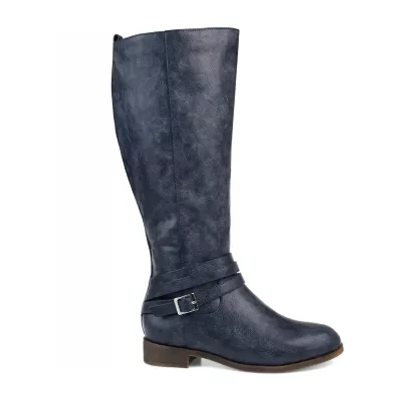 Journee Collection Womens Ivie Extra Wide Calf Stacked Heel Zip Riding Boots