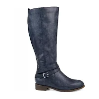 Journee Collection Womens Ivie Extra Wide Calf Stacked Heel Zip Riding Boots