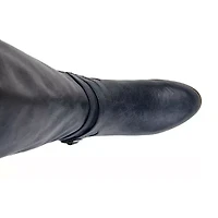 Journee Collection Womens Ivie Extra Wide Calf Stacked Heel Zip Riding Boots