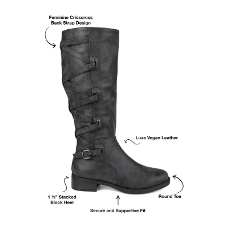 Journee Collection Womens Carly Extra Wide Calf Stacked Heel Riding Boots
