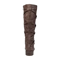 Journee Collection Womens Carly Extra Wide Calf Stacked Heel Riding Boots