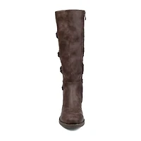 Journee Collection Womens Carly Extra Wide Calf Stacked Heel Riding Boots