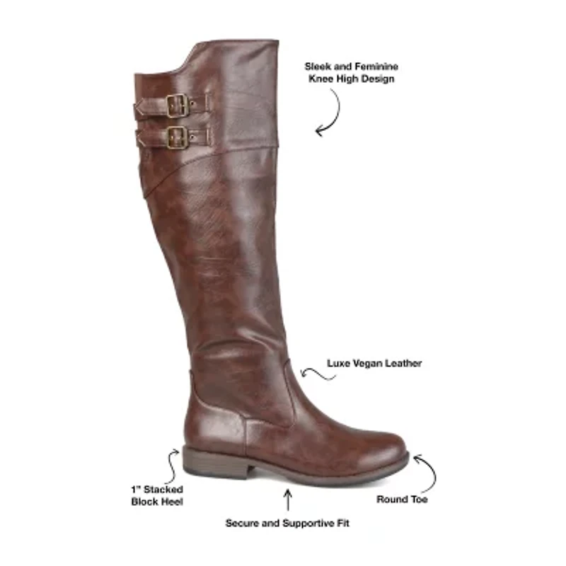 Journee Collection Womens Tori Double-Buckle Knee-High Riding Boots