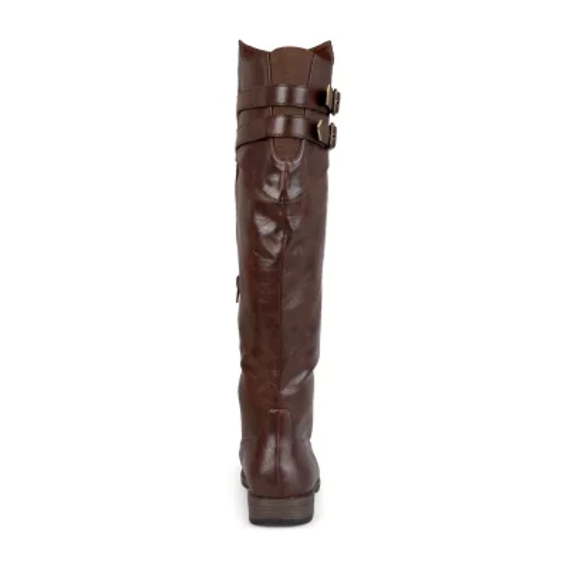 Journee Collection Womens Tori Double-Buckle Knee-High Riding Boots