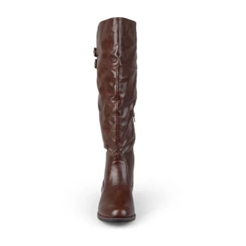 Journee Collection Womens Tori Double-Buckle Knee-High Riding Boots