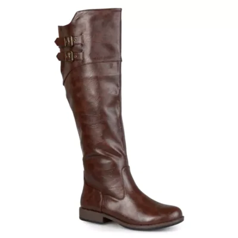 Journee Collection Womens Tori Double-Buckle Knee-High Riding Boots