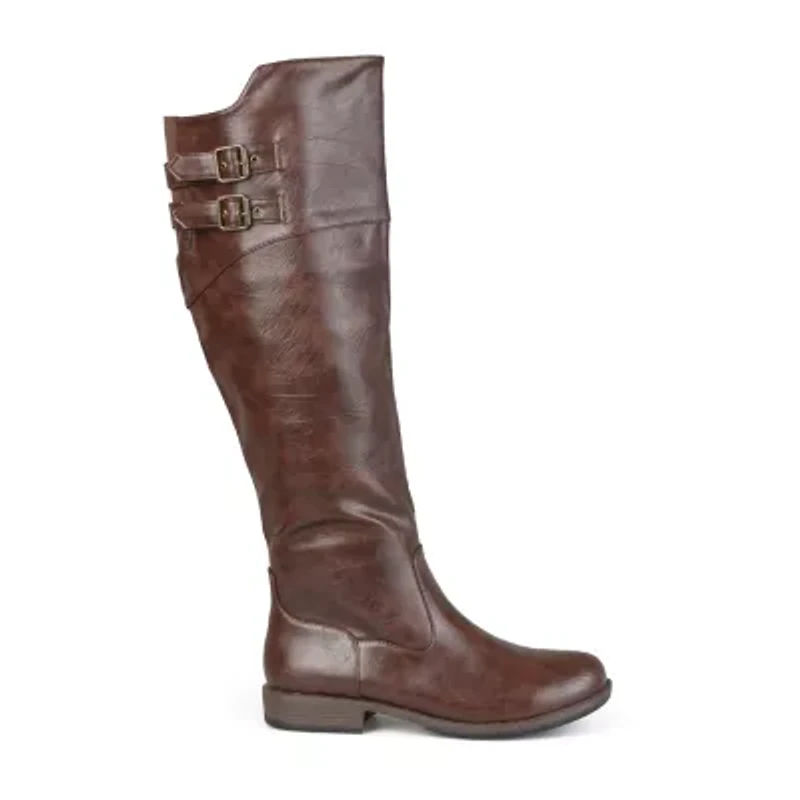 Journee Collection Womens Tori Double-Buckle Knee-High Riding Boots
