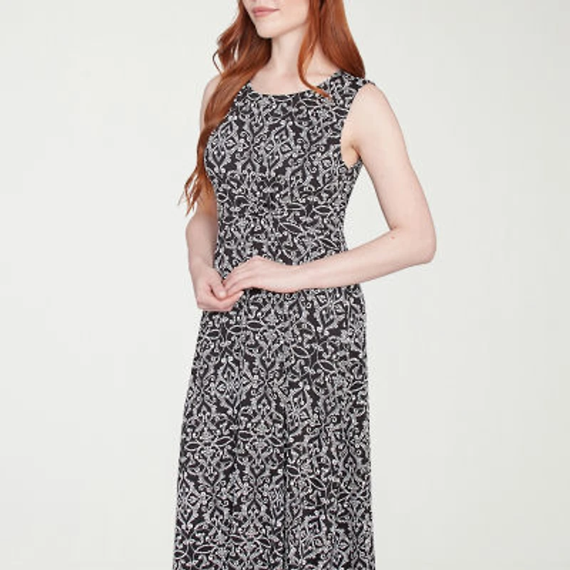 Larky Lark Womens Sleeveless Midi Medallion A-Line Dress