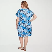 Larky Lark Womens Midi Floral Plus A-Line Dress