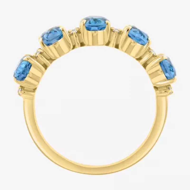 Effy Final Call Womens 1/10 CT. T.W. Genuine Blue Topaz 14K Gold 5-Stone Band