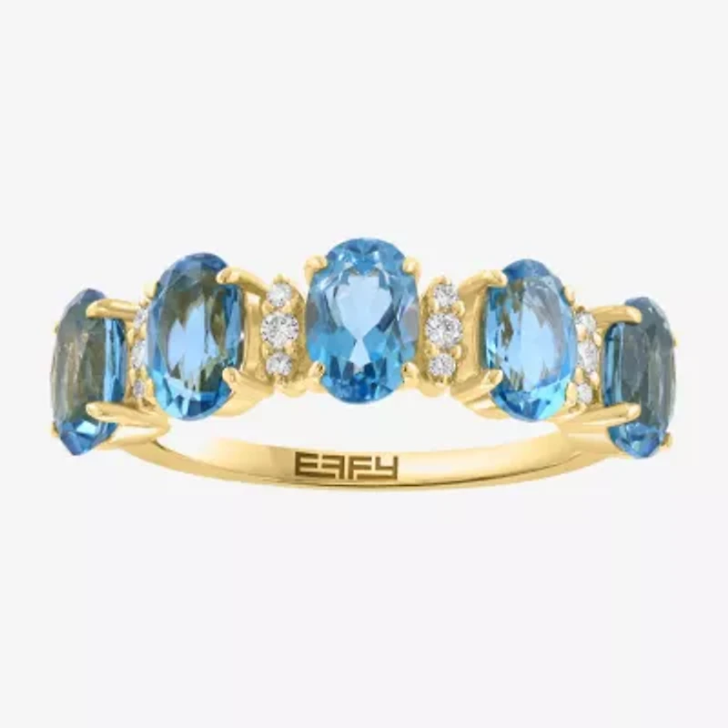 Effy Final Call Womens 1/10 CT. T.W. Genuine Blue Topaz 14K Gold 5-Stone Band
