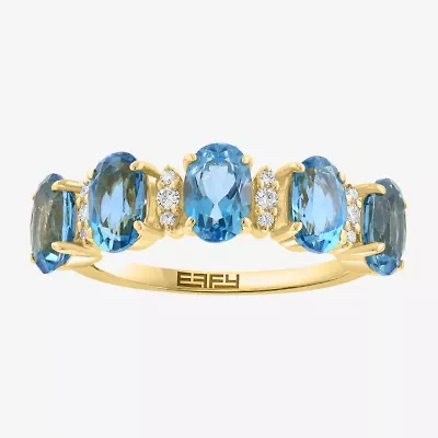Effy Final Call Womens 1/10 CT. T.W. Genuine Blue Topaz 14K Gold 5-Stone Band