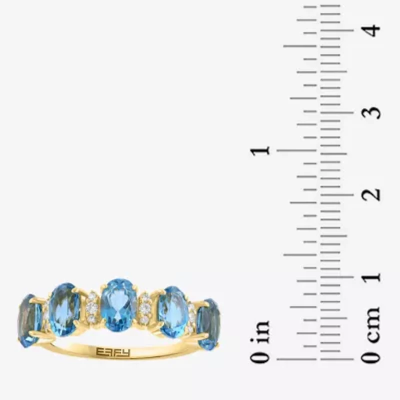 Effy Final Call Womens 1/10 CT. T.W. Genuine Blue Topaz 14K Gold 5-Stone Band