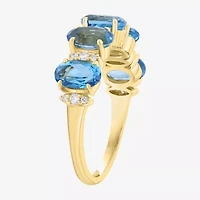 Effy Final Call Womens 1/10 CT. T.W. Genuine Blue Topaz 14K Gold 5-Stone Band