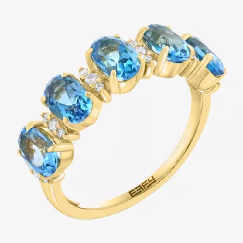 Effy Final Call Womens 1/10 CT. T.W. Genuine Blue Topaz 14K Gold 5-Stone Band