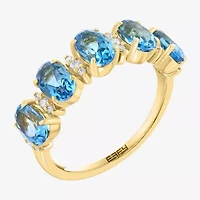 Effy Final Call Womens 1/10 CT. T.W. Genuine Blue Topaz 14K Gold 5-Stone Band