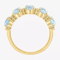 Effy Final Call Womens 1/10 CT. T.W. Genuine Blue Aquamarine 14K Gold 5-Stone Band
