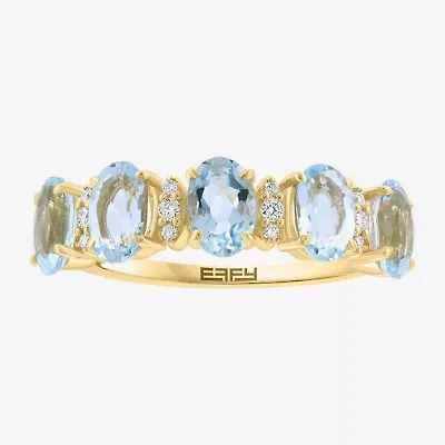Effy Final Call Womens 1/10 CT. T.W. Genuine Blue Aquamarine 14K Gold 5-Stone Band