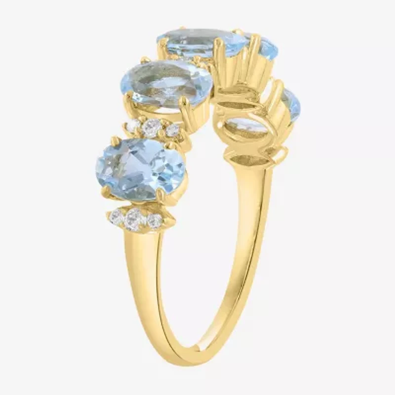 Effy Final Call Womens 1/10 CT. T.W. Genuine Blue Aquamarine 14K Gold 5-Stone Band