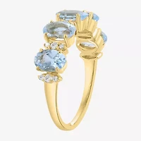 Effy Final Call Womens 1/10 CT. T.W. Genuine Blue Aquamarine 14K Gold 5-Stone Band