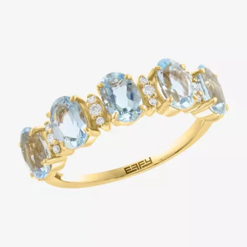 Effy Final Call Womens 1/10 CT. T.W. Genuine Blue Aquamarine 14K Gold 5-Stone Band